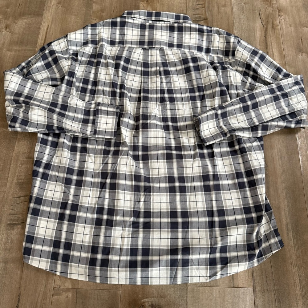 Orvis Button Down Shirt Classic Fit XXL Check Plaid Navy Blue White Pocket - Picture 7 of 7